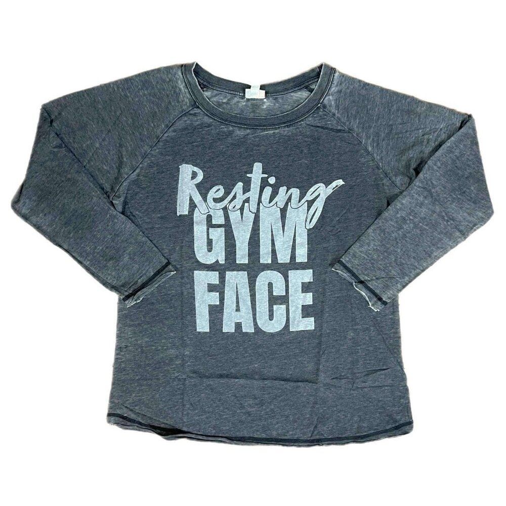 XL LuLaRoe Julie Long Sleeve Sports Shirt Resting Gym Face Raglan Burnout GRAY